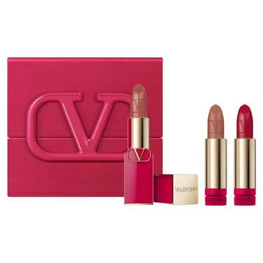 Valentino Rosso Valentino Couture Lipstick Set (Refillable Trio in shades 100R, 107A, 22R)