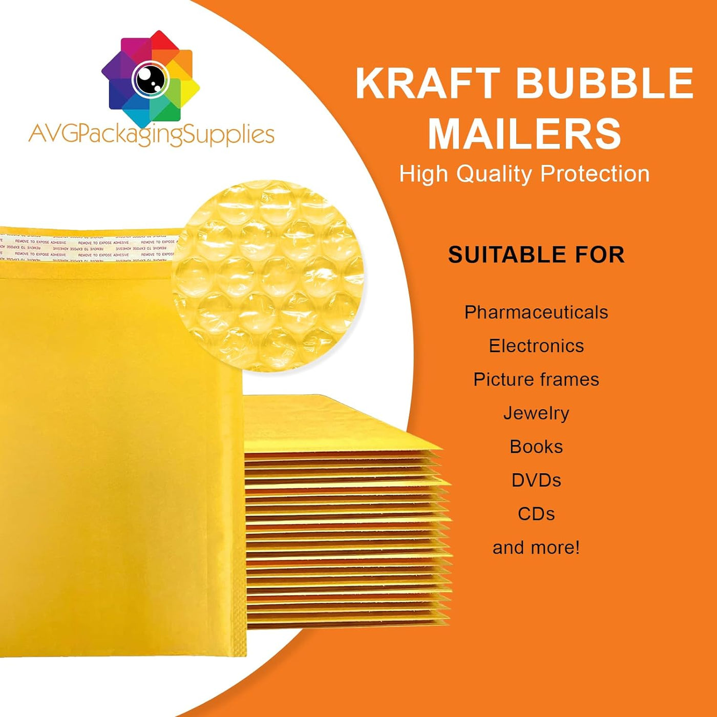 Kraft Paper Envelope Self-Sealing Mail Shipping Bags,Yellow Padded Envelopes