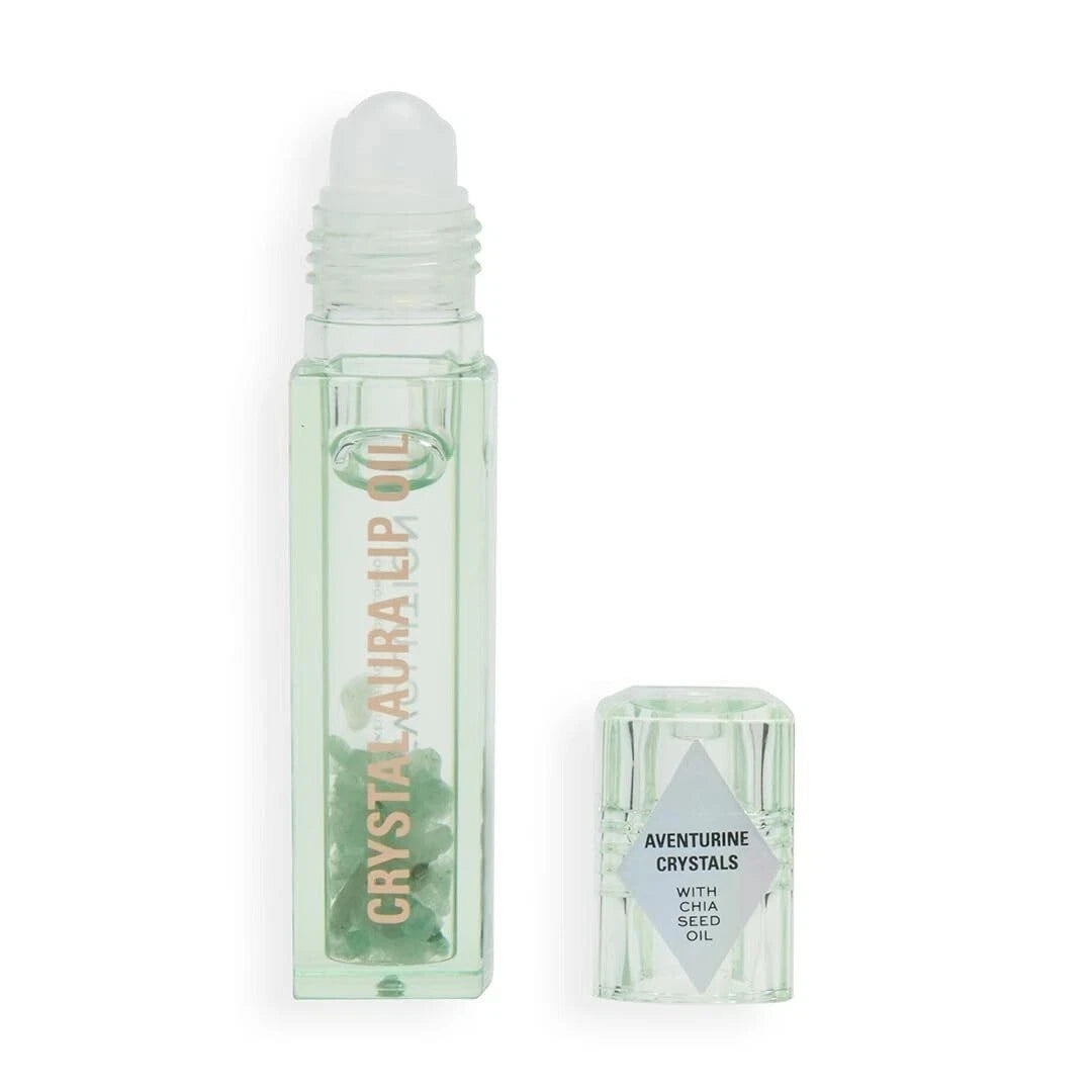 Makeup Revolution Crystal Aura Lip Oil – Aventurine Crystals (2.5 ml / ~0.08 Fl oz)